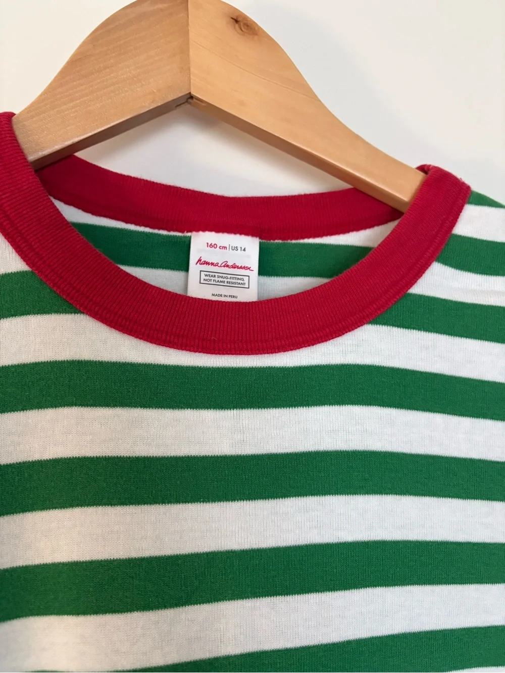Hanna Andersson Striped Long John Pajamas Holiday Christmas Green Sz 160